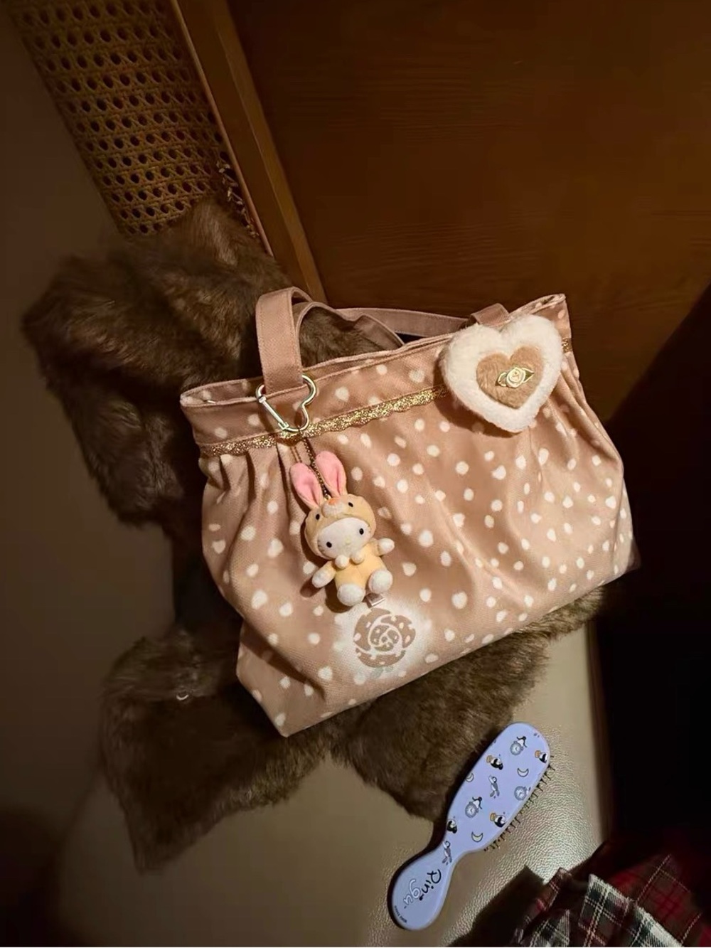 Kawaii Deer Rose Floral Large Capacity Tote Bag Shoulder Handbag Purse